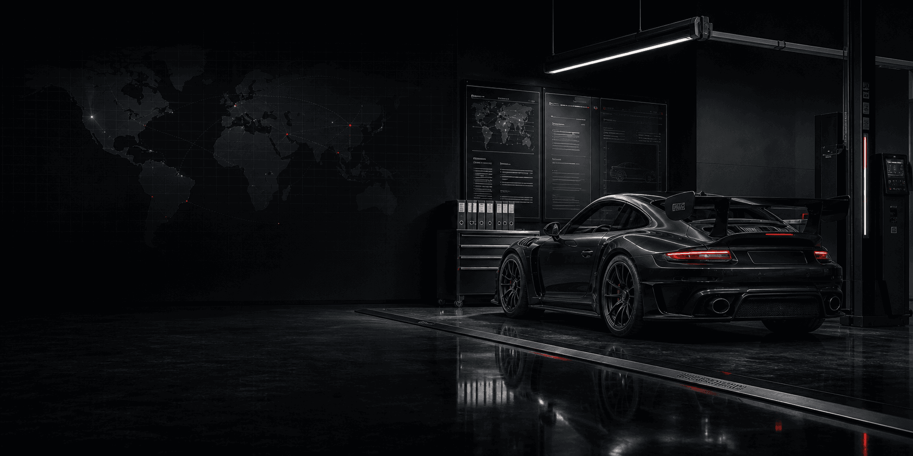 Dark compliance review interface with rare vehicle